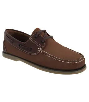 Dek Mens Moccasin Boat Shoes (Brown Nubuck/Leather) - UTDF676